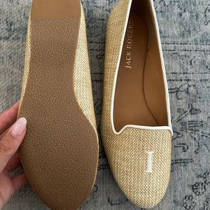 Jack Rogers Bridal Loafers, size 10, raffia/ tan
